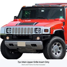 For Hummer H3 06-10 APG 7-Pc Polished 8x6 mm Horizontal Billet Main Grille