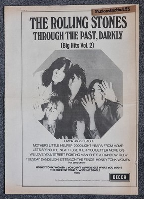 THE ROLLING STONES THROUGH THE PAST DARKLY R.S. Advert 1969 16½''x11¾'' 42x20cm VG