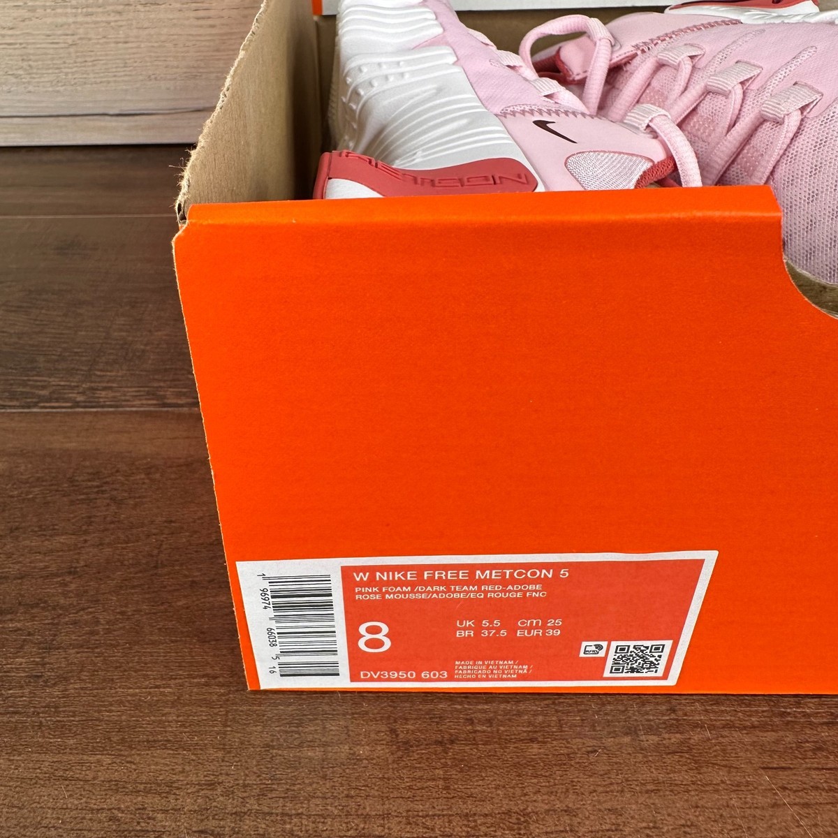 Nike Free Metcon 5 Womens Size 8 Pink Foam Adobe Platinum Tint