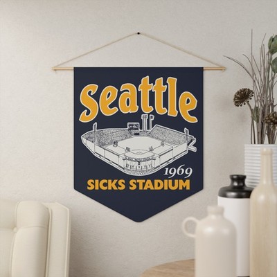 Sicks Stadium 18''x21'' Pennant Banner Retro Wall Art - Seattle Pilots Baseball
