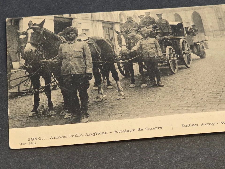 WW1 WWI Photo Postcard France British INDIAN WAR TEAM LEGION SIKH PUNJABI ARMY - Image 2 of 3