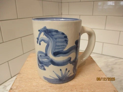 Vintage M.A. Hadley Rearing Horse Pottery Stoneware Coffee Mug "Whoa" HP Signed
