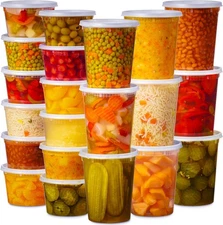 48 Pack Plastic Deli Containers with Lids (16, 32 oz 24 Each) - Food Storage