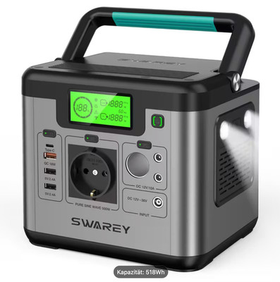 SWAREY 518Wh Tragbare Stromstation Leichter & Kompakter Solar-Generator Notstrom