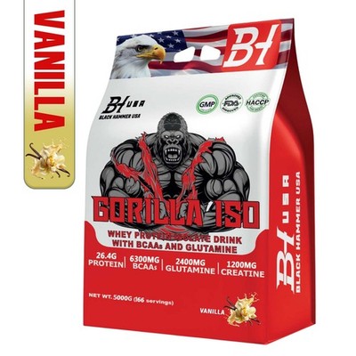 Gorilla ISO Whey 5kg Vanille Protein Pulver Whey Isolat - Black Hammer USA