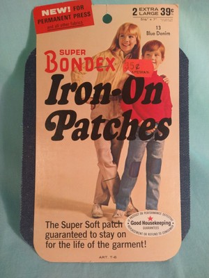 Vintage Bondex Iron-on Jean Patches Advertising Sewing Notions 13 blue denim 