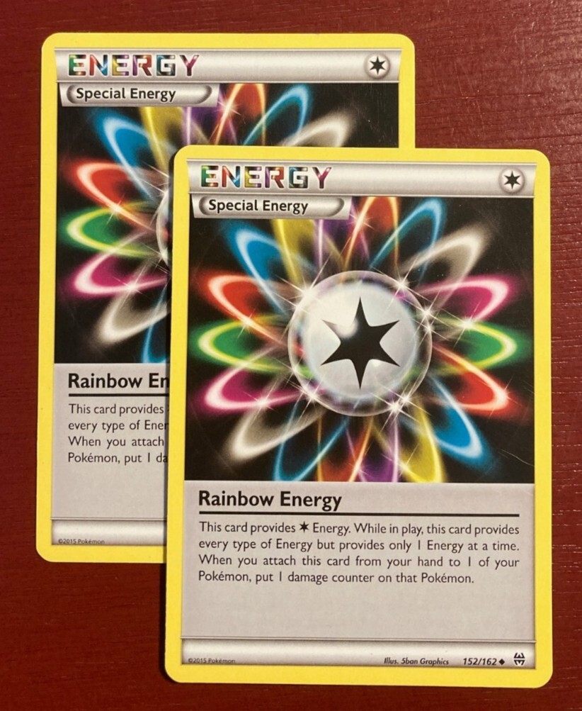 Pokemon ENERGY RAINBOW ENERGY 152/162 UNCOMMON  NM  CARD(2 Cards)               