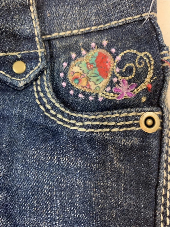 Pantalones de mezclilla azules Xhilaration 18 meses bordados adornados lavado oscuro nuevos con etiquetas Foto 4 de 4