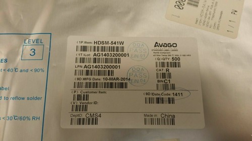 (1 PC) HDSM-541W AVAGO DISPLAY 7SEG 0.56" DBL WHITE 10-SMD ROHS - Picture 10 of 11