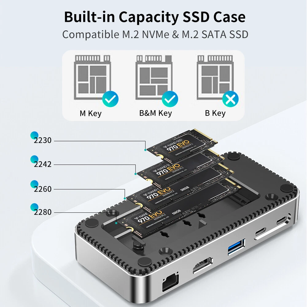 10 in 1 USB HUB with M.2 NVMe SATA SSD Enclosure Docking Station USB 3.0 Adapter 10 in 1 USB HUB with M.2 NVMe SATA SSD Enclosure Docking Station USB 3.0 Adapter