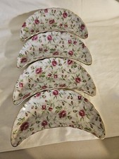 Lefton China Lot of 4, Half Moon, Salad Pink Floral Handpainted Dishes #793R 