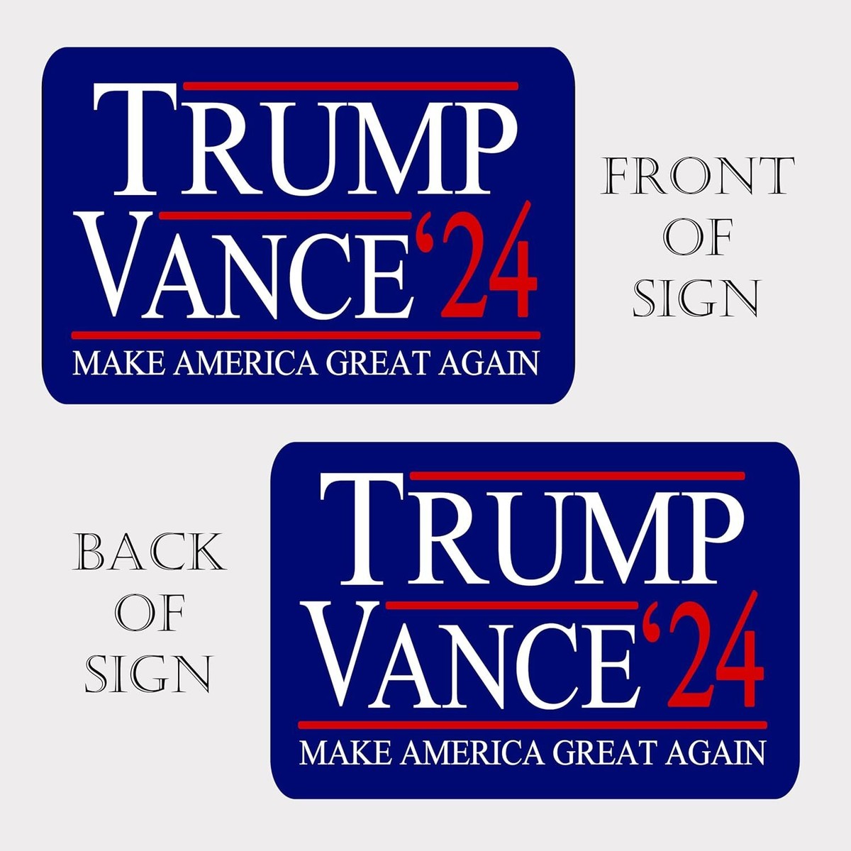 ECO Trump Vance 2024 Stars JD Donald Doppelseitiges Hofschild 30,5 X 40,6 Cm – Mit Ständer, Wetterfest