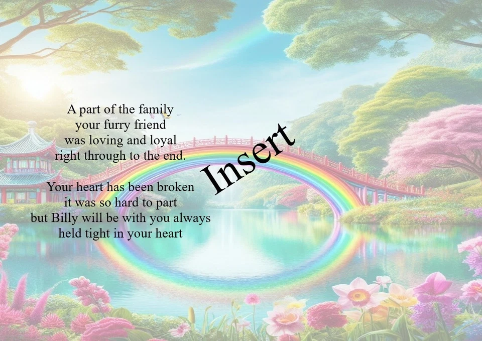Personalised Bereavement Sympathy Card Dog Rainbow Bridge inspired any dogs name - Image 2 of 2
