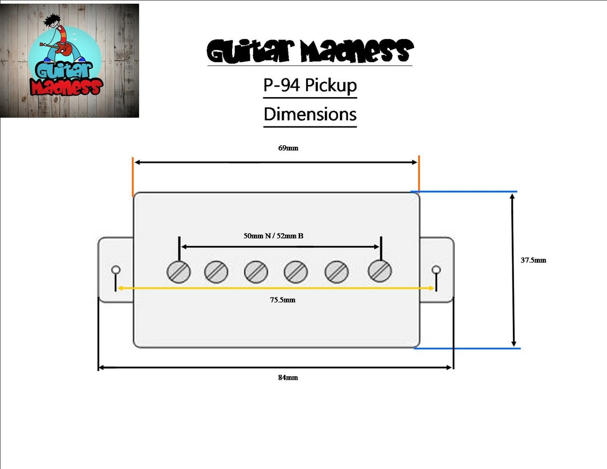 Pickup Humbucker Ponte Guitar Madness Alnico 5 Nero 52mm 4 Fili Nuovo - Foto 2