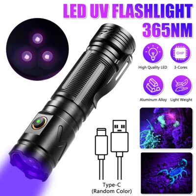 Lampe Torche UV LED 365NM 30W - Lumière Noire (noirlight) Pour Inspection, Détection - Aluminium