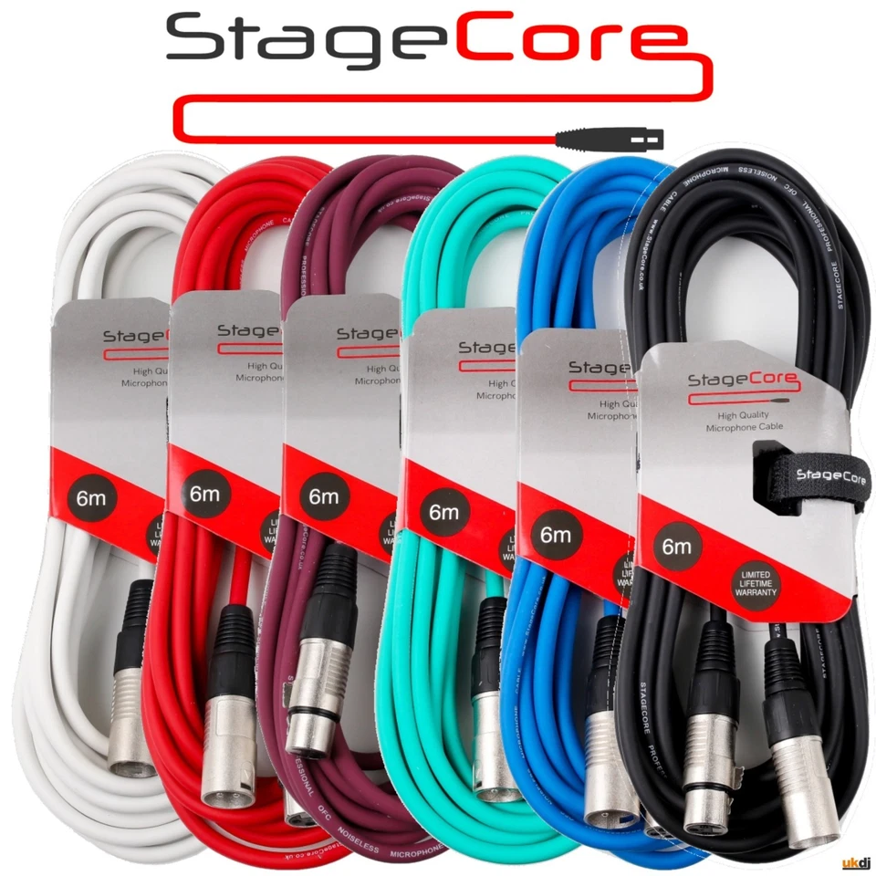LIVEWIRE Stagecore 6m Male to Female XLR Balanced Microphone Lead - Mic Cable DJ PA Disco