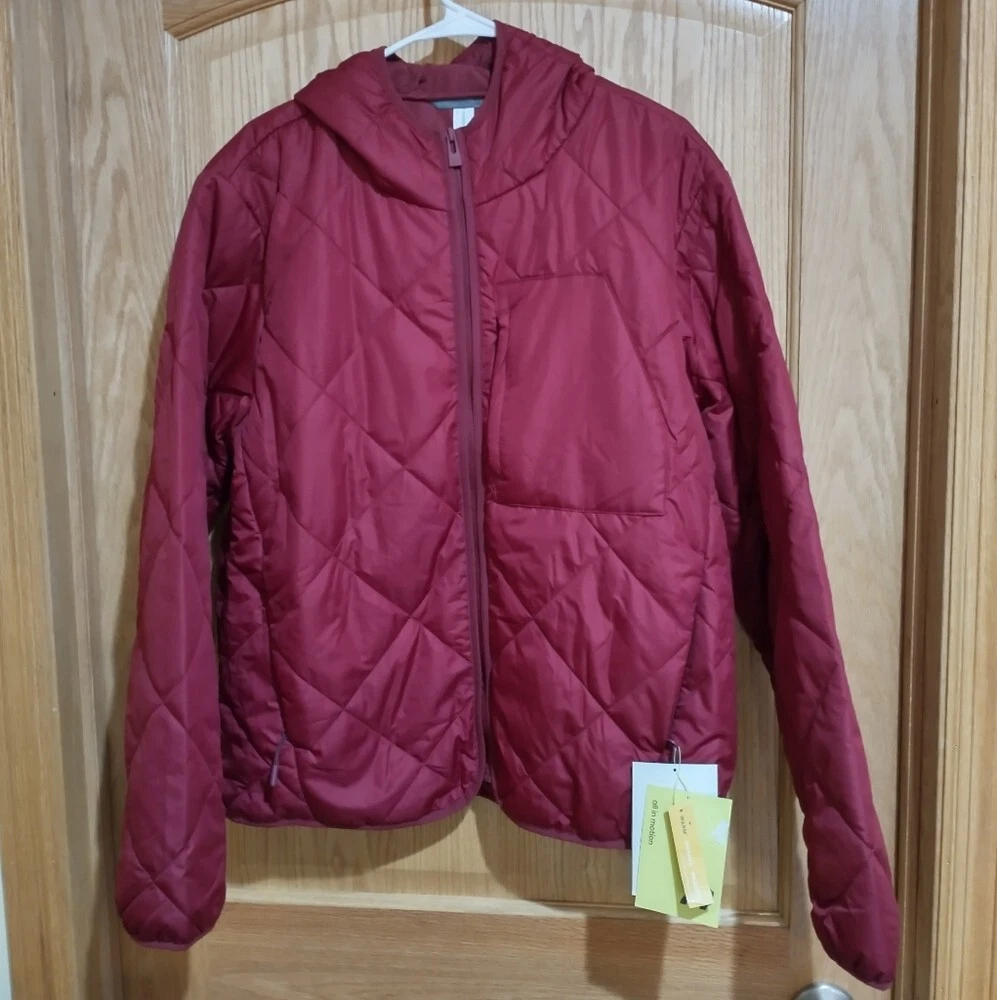 All in Motion packable jacket L lightweight quilted maroon NWT