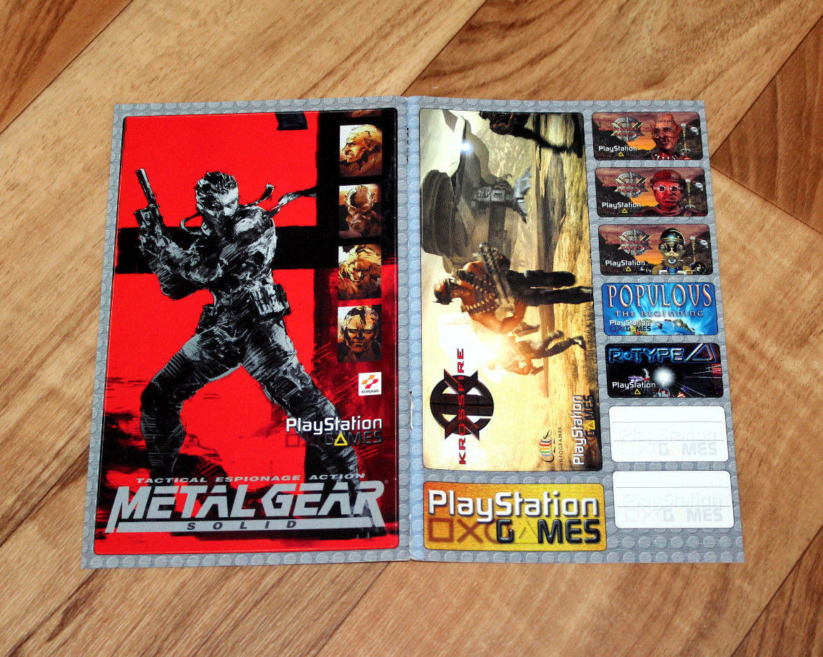 Metal Gear Solid / KKND2 Krossfire R-Type Rare Old Sticker Set PS1 Playstation 1