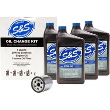 S&S Cycle 20W50 Synthetic Oil Change Kit Chrome Harley-Davidson Twin Cam 1999-17