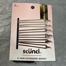 Scunci Real Style Bobby Pins 6 Pcs Hair Accessories Assorted Grays And Black