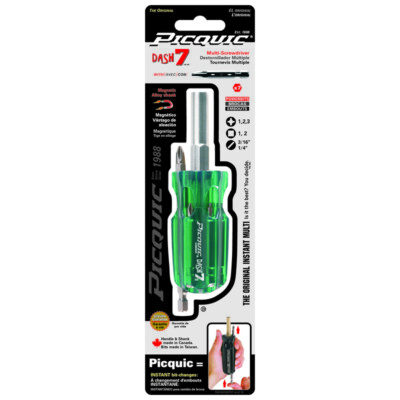 PICQUIC 8107 Assorted Colors DASH 7 Compact Multi-Bit Screwdriver 4-3/4 L in.
