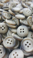 Tan/Brown Swirl (sm) Buttons, 4 Hole Sewing/Crafts Buttons - 24 Pieces (104)