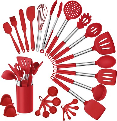 Cooking Utensils Set 27 Piece Stainless Steel Heat Resistant Nylon Kitchen Tool