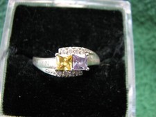 Beautiful Ladies Sterling Silver 925  Colorful Stones Ring Size 9 1/2 GORGEOUS