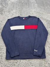 Tommy Hilfiger Sweater Men Large Navy Blue Tommy Flag Crewneck Vtg 90s Y2K