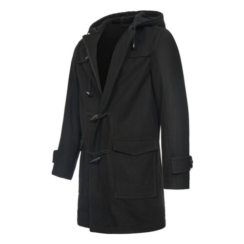 Duffle Coat Wool Mixed Jacket Winter Outdoor Camping Work Fishing Hooded Parka - Picture 9 of 12