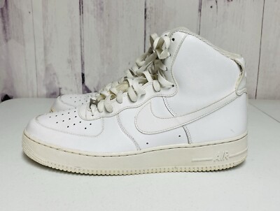 Nike Air Force One Triple White Leather High Tops Size 12 Sneakers Shoes  - Main Image