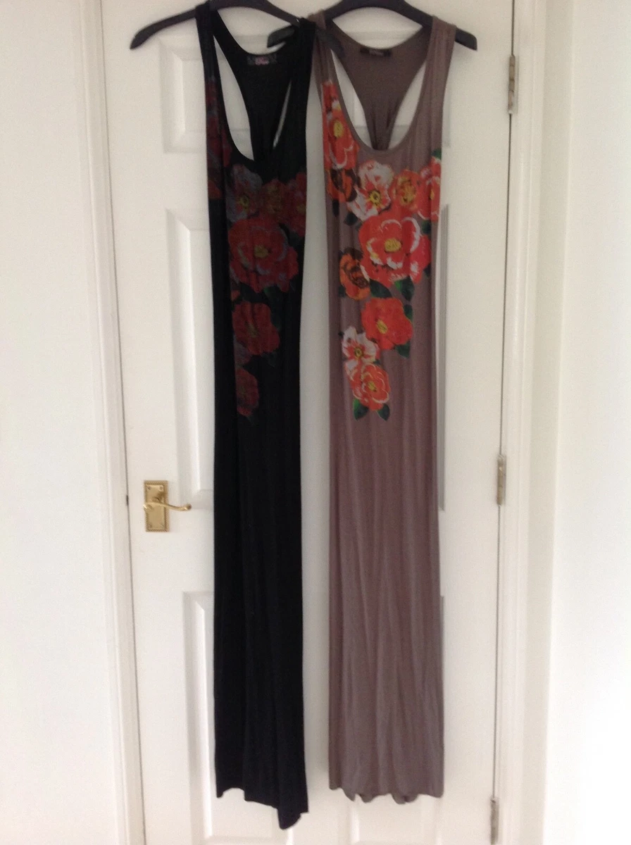 Ladies casual maxi dress x 2. 1 brown 1 black. Flower print on