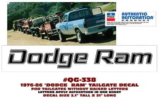 QG-338 1976-1986 DODGE RAM - TRUCK TAILGATE NAME DECAL - 21" LONG - LICENSED