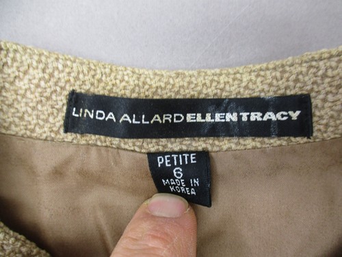 ELLEN TRACY Size 6P Womens Beige Wool Blend Full Zip Crew Neck Blazer 053 - Picture 9 of 11
