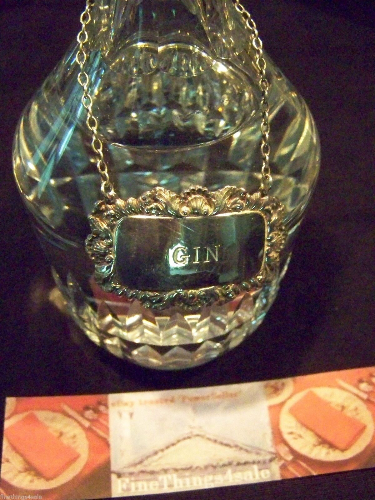STERLING LIQUOR DECANTER LABEL TAG GEORGIAN STYLE - GIN  - OUR FineThings4sale