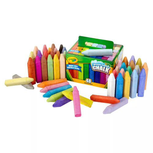 CRAYOLA WASHABLE SIDEWALK CHALK -48 ASSORTED COLORS NEW - Picture 2 of 11