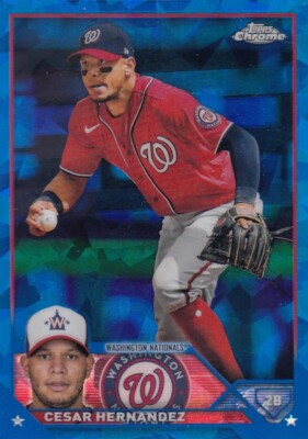 CESAR HERNANDEZ TOPPS CHROME BLUE SAPPHIRE BASE WASHINGTON NATIONALS #244 2023