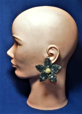 Gestempelt BaubleBar Goldfarbig Schwarz Strass Blume Form Durchbohrt Ohrringe