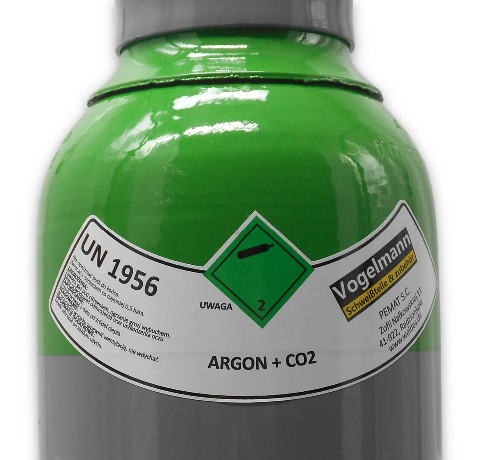 Gasflasche 8 Liter ARGON (82%) + CO2 (18%) Schutzgas Schweißgas MIG fabrikneu - Bild 3 von 4
