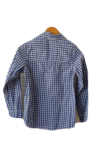 Oshkosh B'gosh Boys Shirt Size 12 Blue Checks Button Up Cotton Pocket - Picture 2 of 6