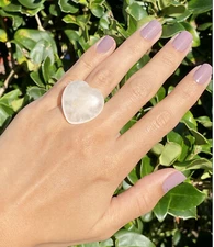 Clear Quartz Crystal Heart Ring 