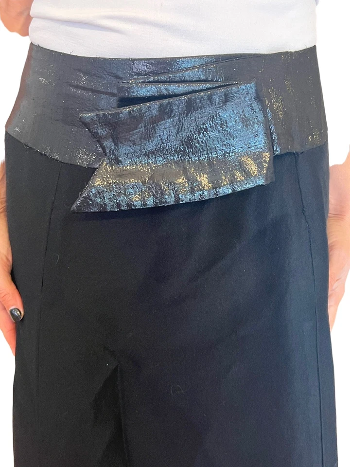 FALDA MIDI MUJER ANNA MOLINARI HECHA EN ITALIA MEZCLA LANA NEGRA LÍNEA UNA 42 6 Foto 4 de 4