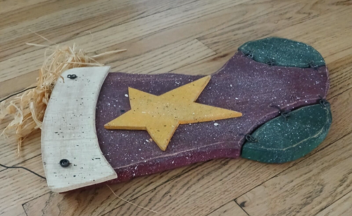 Christmas Wood Stocking Rustic Woodland Farmhouse Country Seasonal Decor 19" - Picture 5 of 8