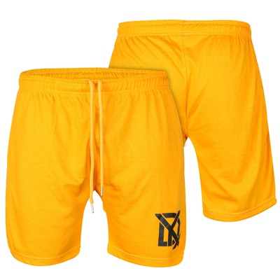 DYX Unisex Gold Yellow Shorts   100% Cotton Gym & Casual Streetwear Bottoms