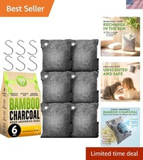 6-Pack Bamboo Charcoal Odor Absorbers - 100g Each for Strong Odor Elimination