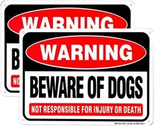  2 Pack Beware of Dog Warning Sign - 10 x 7 Rust 10x7 inches, 4 Pack 10 7