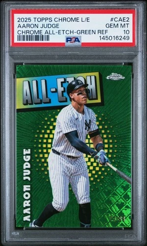 Aaron Judge 2025 Topps Chrome LogoFractor Green Refractor All-Etch /99 PSA 10