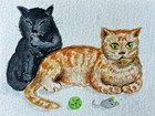 Cats at rest. Black Cat. Orange Tabby.  Watercolor. Kelly Ospina. — photo 4