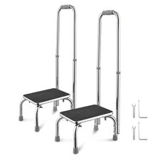Medical Support Step Foot Stool Steel Heavy Duty with Handle Non Slip Rubber