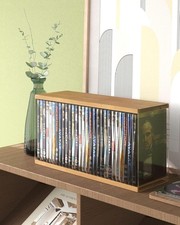 Retro Walnut-colored MDF DVD Storage, DVD Holder, Video Game Rack, Blu Ray Di...
